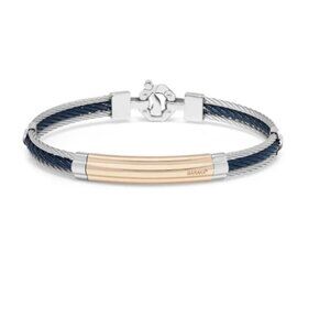 BARAKA Men's BR312831ROAC190002 Rose Gold Blue PVD White Diamond Bracelet